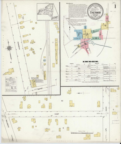 Sherman New York 1912 - Fire Insurance Index - Old Map Reprint