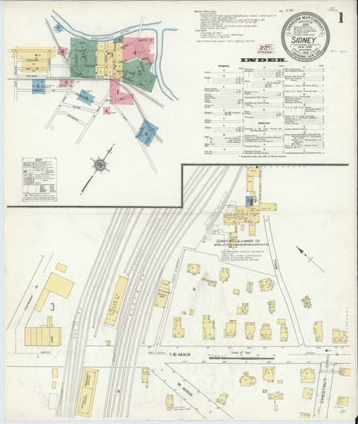 Sidney New York 1910 - Fire Insurance Index - Old Map Reprint