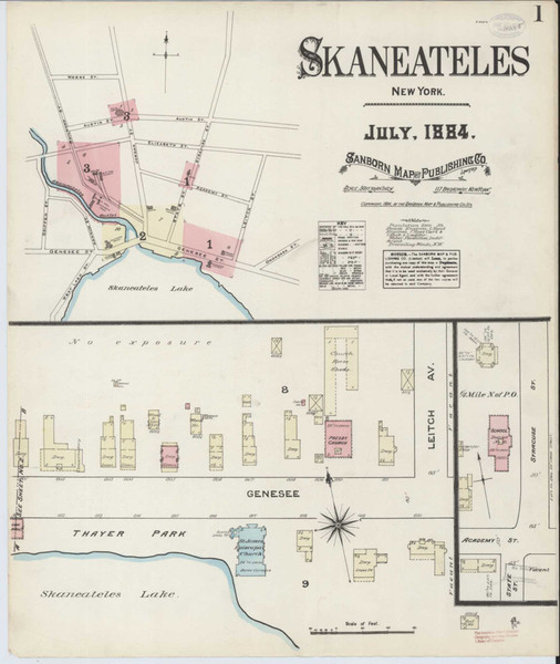 Skaneateles New York 1884 - Fire Insurance Index - Old Map Reprint