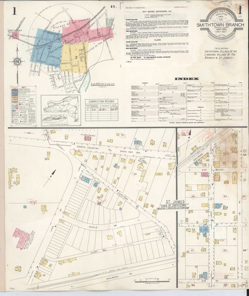 Smithtown Branch New York 1947 - Fire Insurance Index - Old Map Reprint