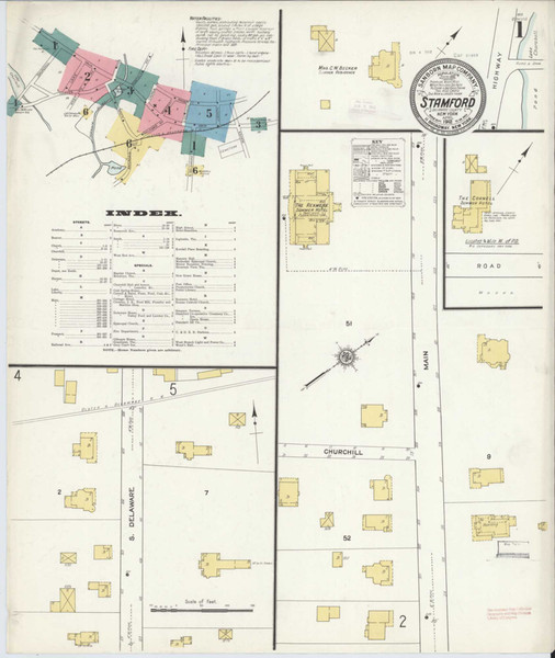 Stamford New York 1912 - Fire Insurance Index - Old Map Reprint