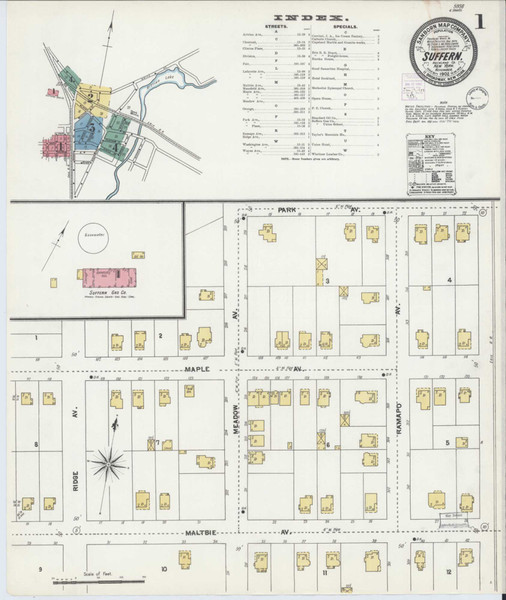 Suffern New York 1902 - Fire Insurance Index - Old Map Reprint