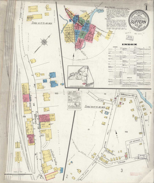 Suffern New York 1921 - Fire Insurance Index - Old Map Reprint