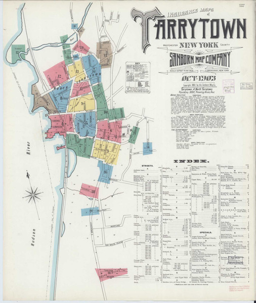 Tarrytown New York 1903 - Fire Insurance Index - Old Map Reprint