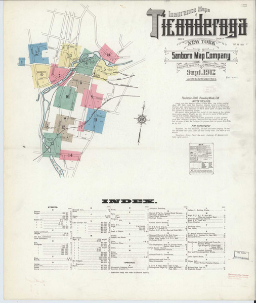 Ticonderoga New York 1912 - Fire Insurance Index - Old Map Reprint