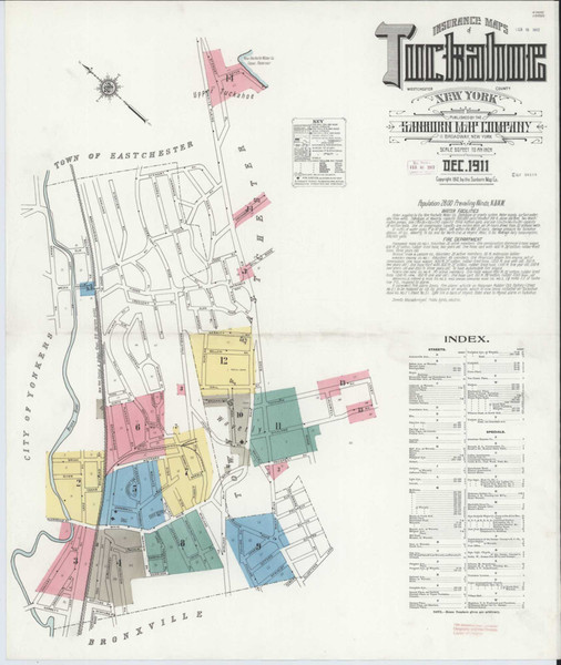 Tuckahoe New York 1911 - Fire Insurance Index - Old Map Reprint