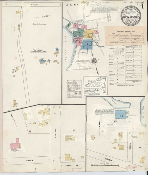 Union Springs New York 1936 - Fire Insurance Index - Old Map Reprint