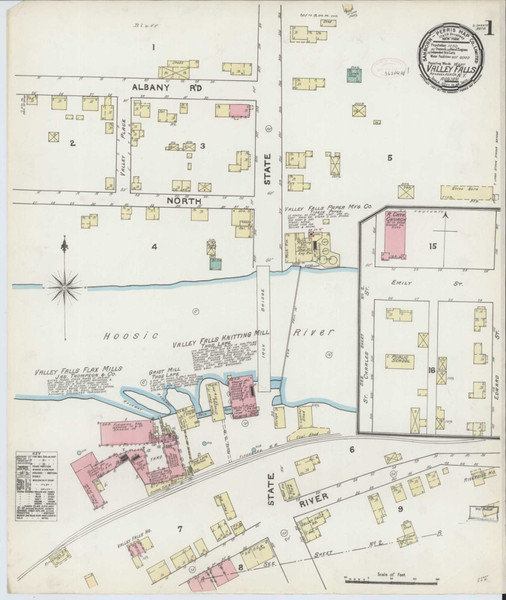 Valley Falls New York 1891 - Fire Insurance Index - Old Map Reprint