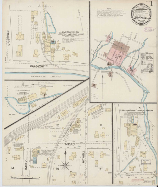 Walton New York 1886 - Fire Insurance Index - Old Map Reprint