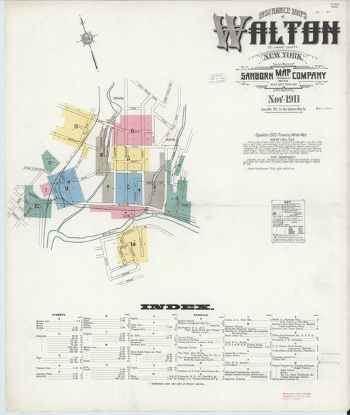 Walton New York 1911 - Fire Insurance Index - Old Map Reprint