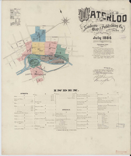 Waterloo New York 1886 - Fire Insurance Index - Old Map Reprint