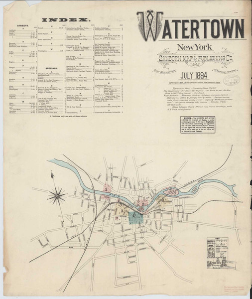 Watertown New York 1884 - Fire Insurance Index - Old Map Reprint