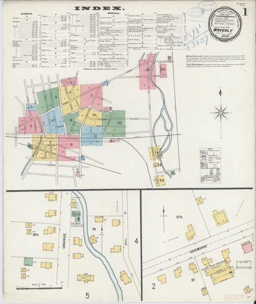 Waverly New York 1898 - Fire Insurance Index - Old Map Reprint