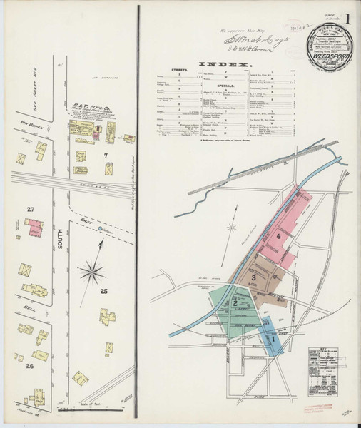 Weedsport New York 1890 - Fire Insurance Index - Old Map Reprint
