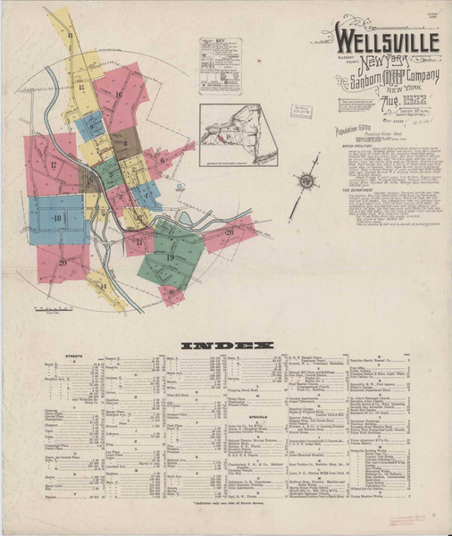Wellsville New York 1922 - Fire Insurance Index - Old Map Reprint