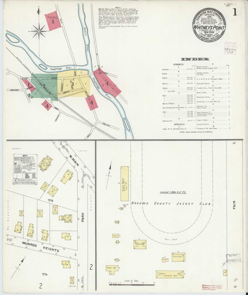 Whitney'S Point New York 1907 - Fire Insurance Index - Old Map Reprint