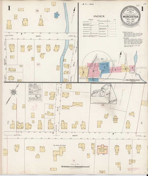 Worcester New York 1927 - Fire Insurance Index - Old Map Reprint