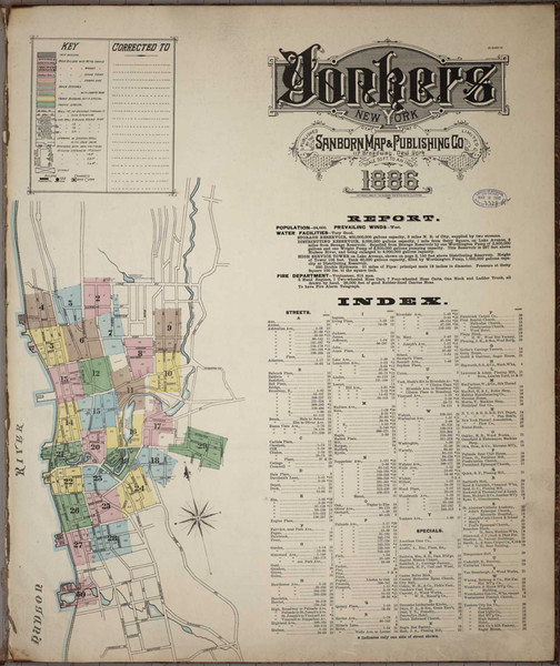Yonkers New York 1886 - Fire Insurance Index - Old Map Reprint
