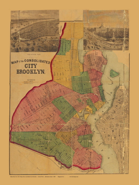 Brooklyn, NY 1860 - Magnus - Old Map Reprint