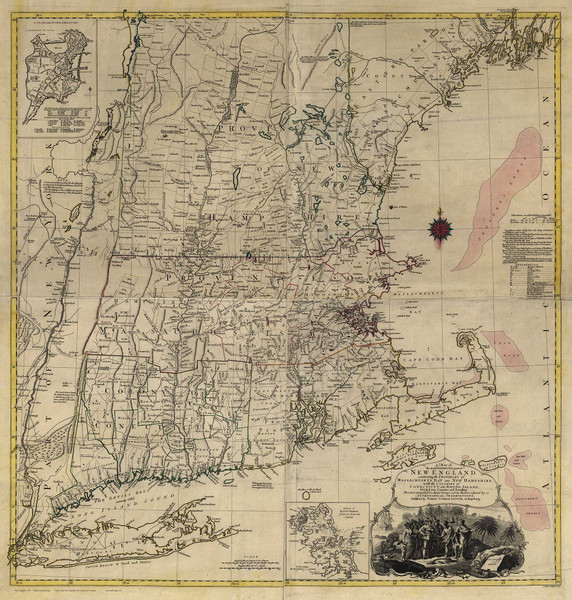 New England 1776 Old Map Reprint - Lotter - BW