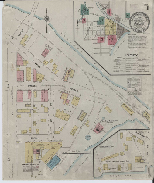 Algoma Wisconsin 1909 - Fire Insurance Index - Old Map Reprint