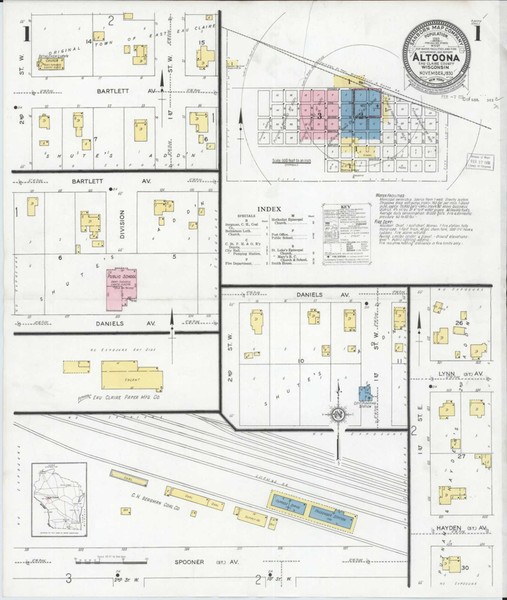 Altoona Wisconsin 1930 - Fire Insurance Index - Old Map Reprint
