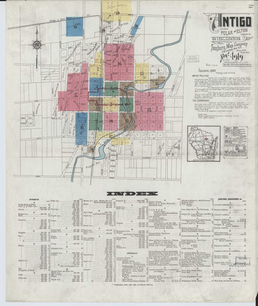 Antigo Wisconsin 1919 - Fire Insurance Index - Old Map Reprint