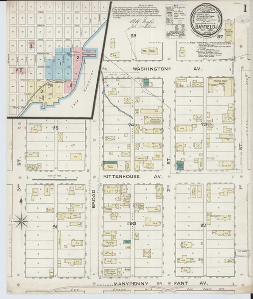 Bayfield Wisconsin 1886 - Fire Insurance Index - Old Map Reprint