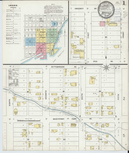 Bayfield Wisconsin 1898 - Fire Insurance Index - Old Map Reprint