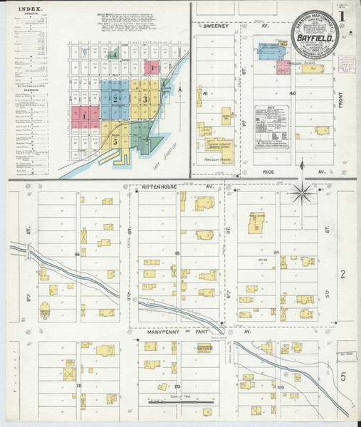 Bayfield Wisconsin 1904 - Fire Insurance Index - Old Map Reprint