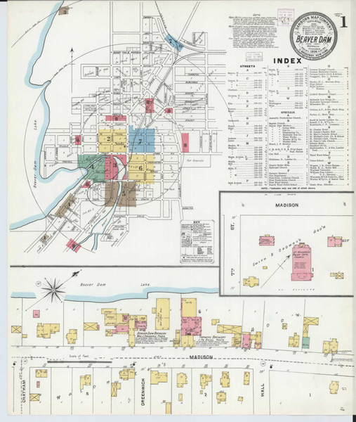Beaver Dam Wisconsin 1904 - Fire Insurance Index - Old Map Reprint