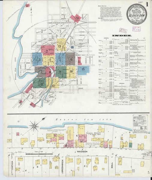 Beaver Dam Wisconsin 1909 - Fire Insurance Index - Old Map Reprint