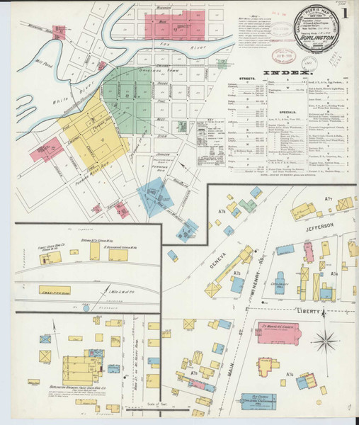 Burlington Wisconsin 1898 - Fire Insurance Index - Old Map Reprint
