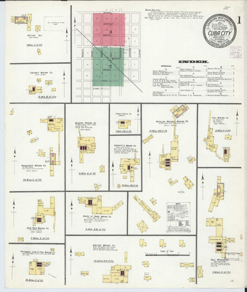 Cuba City Wisconsin 1908 - Fire Insurance Index - Old Map Reprint