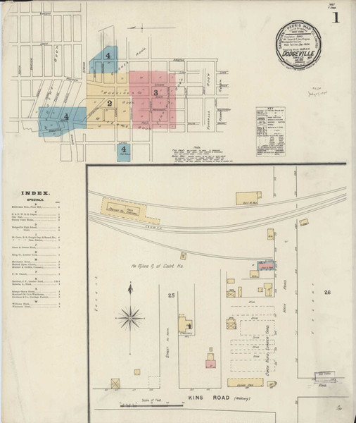 Dodgeville Wisconsin 1894 - Fire Insurance Index - Old Map Reprint