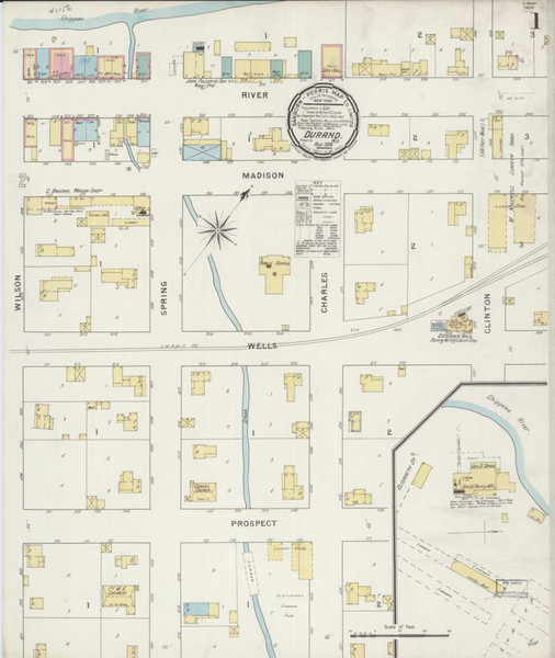 Durand Wisconsin 1894 - Fire Insurance Index - Old Map Reprint