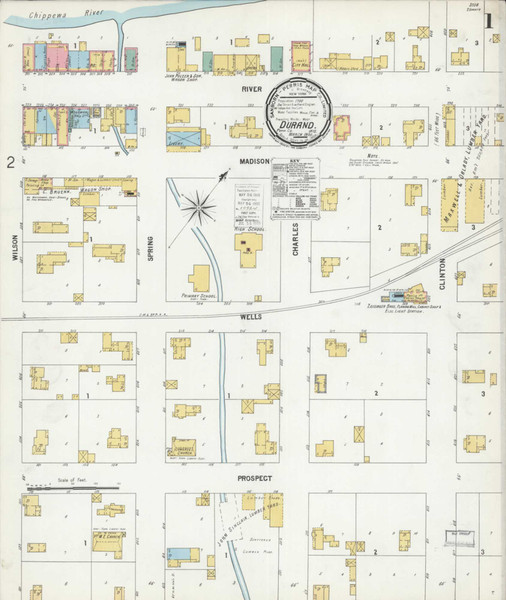 Durand Wisconsin 1900 - Fire Insurance Index - Old Map Reprint