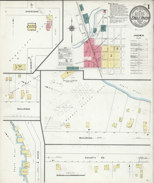 Eagle River Wisconsin 1909 - Fire Insurance Index - Old Map Reprint
