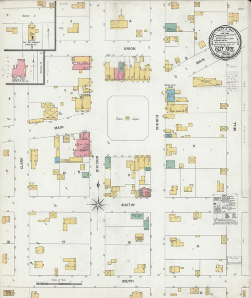 East Troy Wisconsin 1900 - Fire Insurance Index - Old Map Reprint