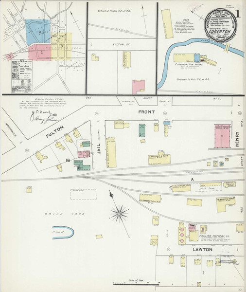 Edgerton Wisconsin 1891 - Fire Insurance Index - Old Map Reprint