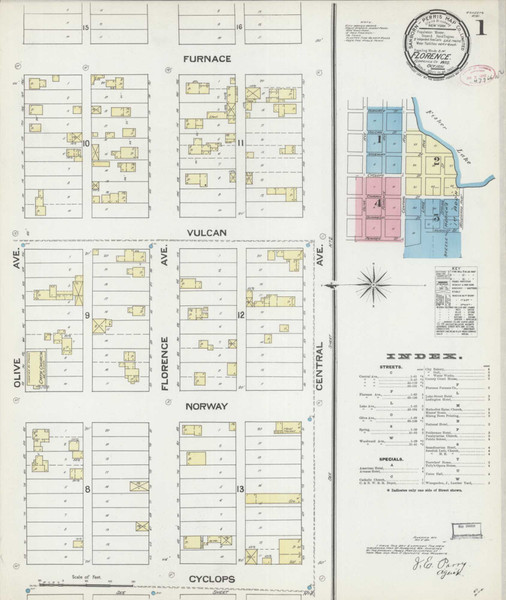 Florence Wisconsin 1891 - Fire Insurance Index - Old Map Reprint