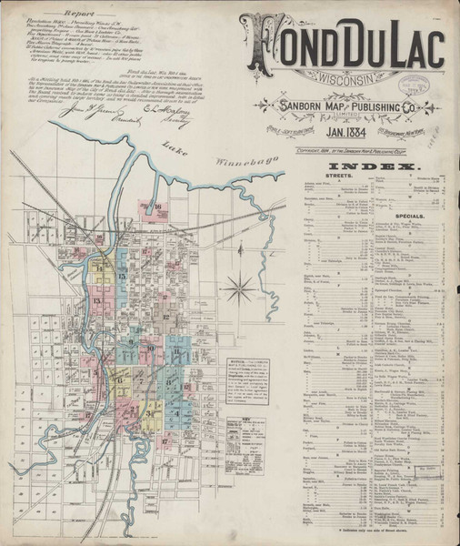 Fond Du Lac Wisconsin 1884 - Fire Insurance Index - Old Map Reprint