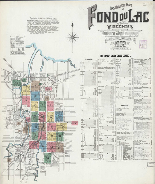 Fond Du Lac Wisconsin 1902 - Fire Insurance Index - Old Map Reprint