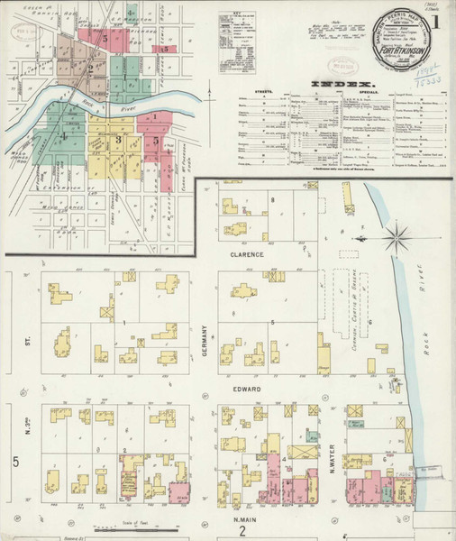 Fort Atkinson Wisconsin 1898 - Fire Insurance Index - Old Map Reprint
