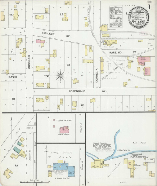 Fox Lake Wisconsin 1892 - Fire Insurance Index - Old Map Reprint