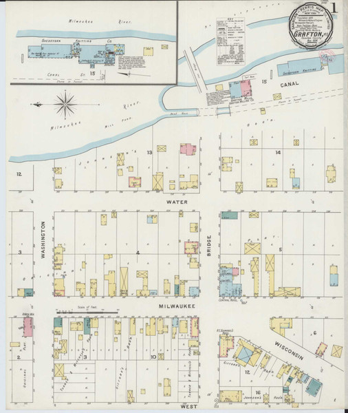 Grafton Wisconsin 1894 - Fire Insurance Index - Old Map Reprint