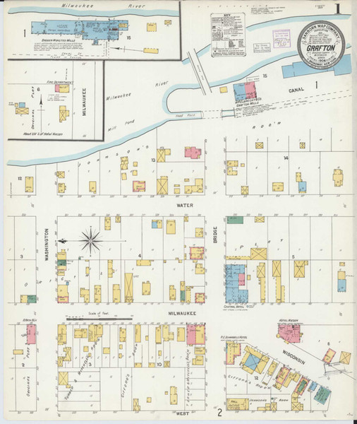 Grafton Wisconsin 1904 - Fire Insurance Index - Old Map Reprint