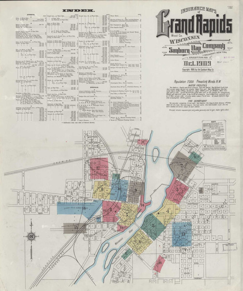 Grand Rapids Wisconsin 1909 - Fire Insurance Index - Old Map Reprint