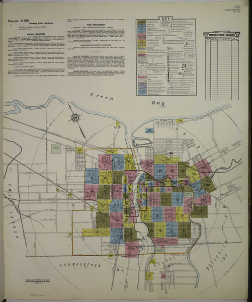 Green Bay Wisconsin 1936 - Fire Insurance Index - Old Map Reprint