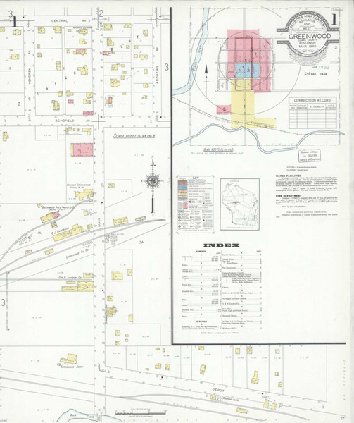 Greenwood Wisconsin 1940 - Fire Insurance Index - Old Map Reprint